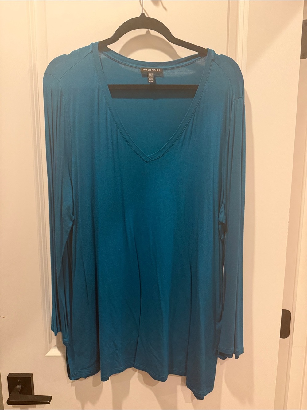 Eileen Fisher Teal V-Neck Long Sleeve Tee